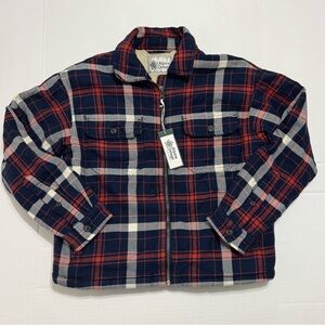 Alpine Design Sherpa Lined Navy and Red Plaid Utility Jacket